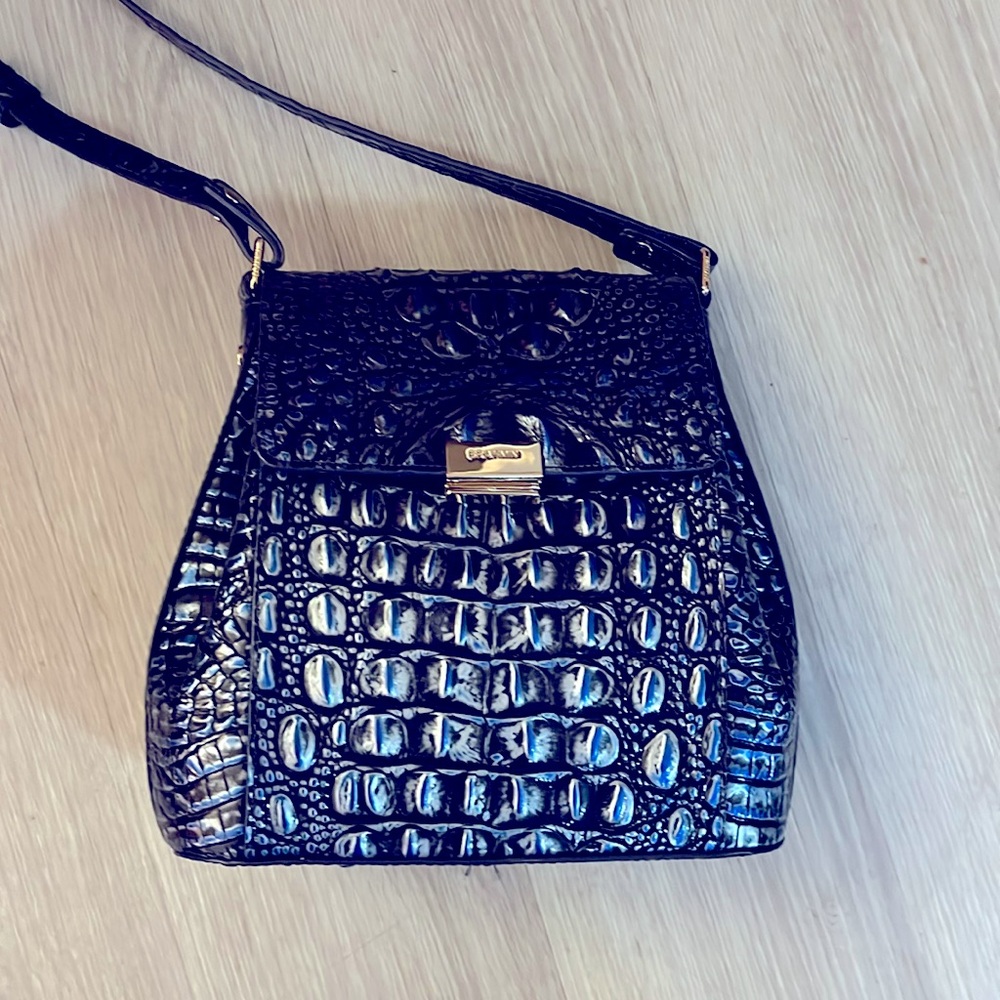 Brahmin leather navy blue crossbody